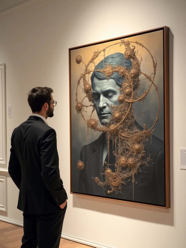 Kunstcurator inspecteert exclusief kunstwerk